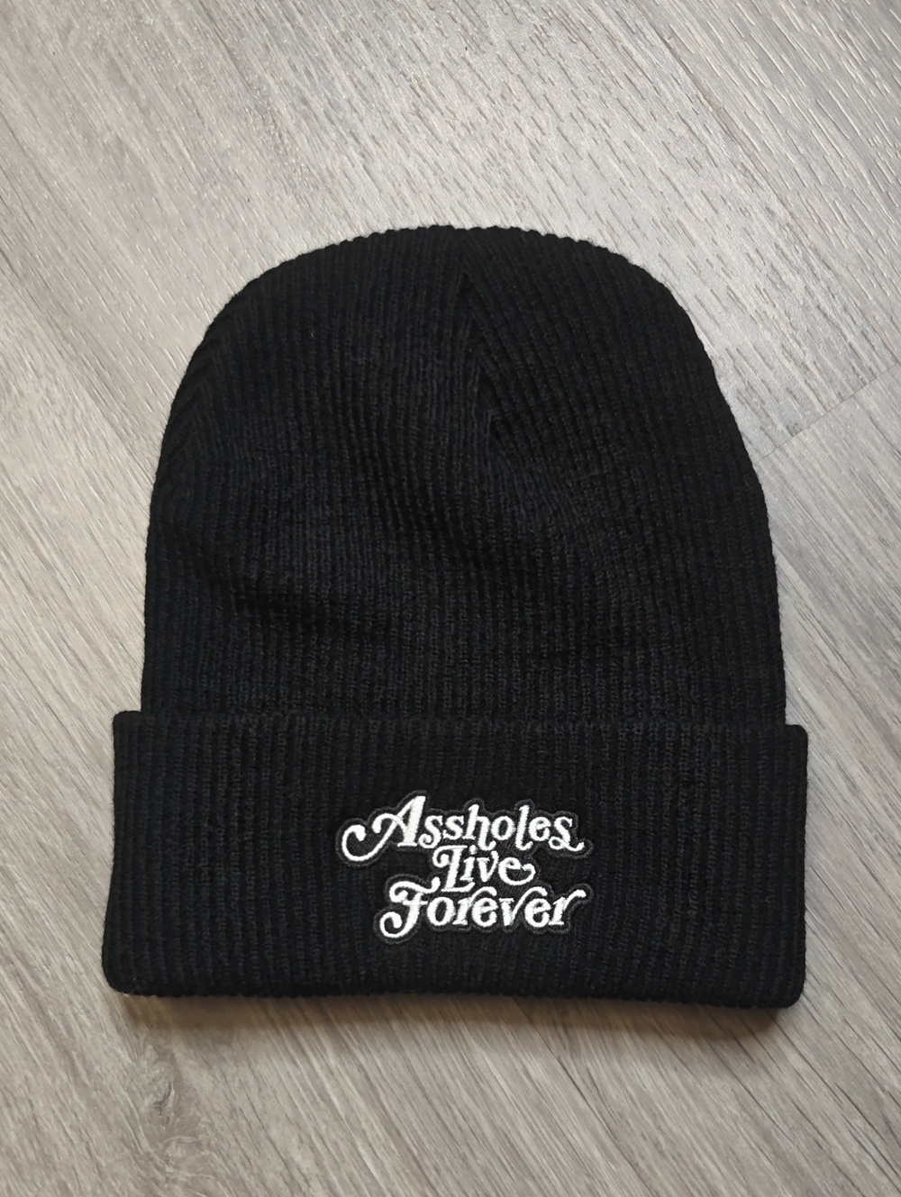 ALF Black Embroidered Beanie